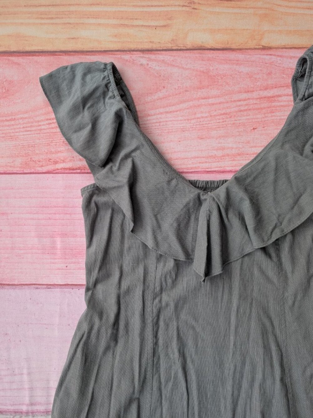 NWT Universal Thread Green Ruffle Midi Dress Large Cotton Blend - Picture 5 of 10